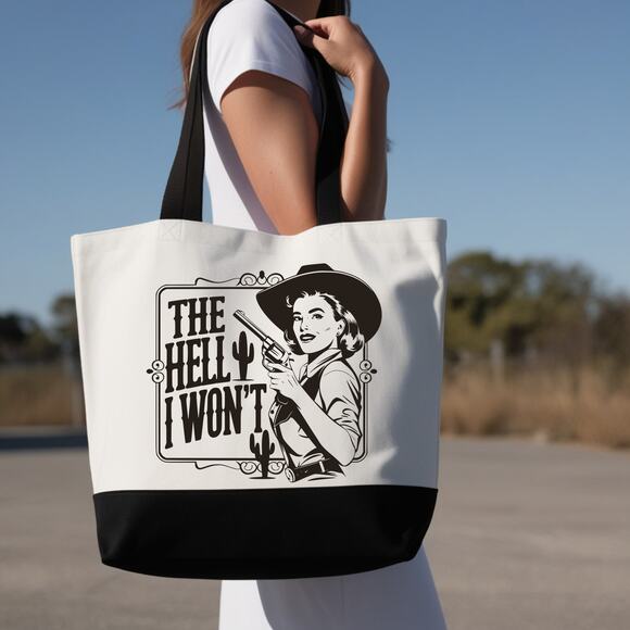 Handmade Handbags - Sassy Retro Cowgirl Western Tote Bag Large